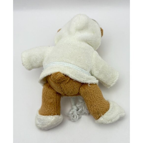 Martins Hotel Bear Keychain Plush Soft Stuffed Animal in White Robe Slippers - Picture 2 of 6